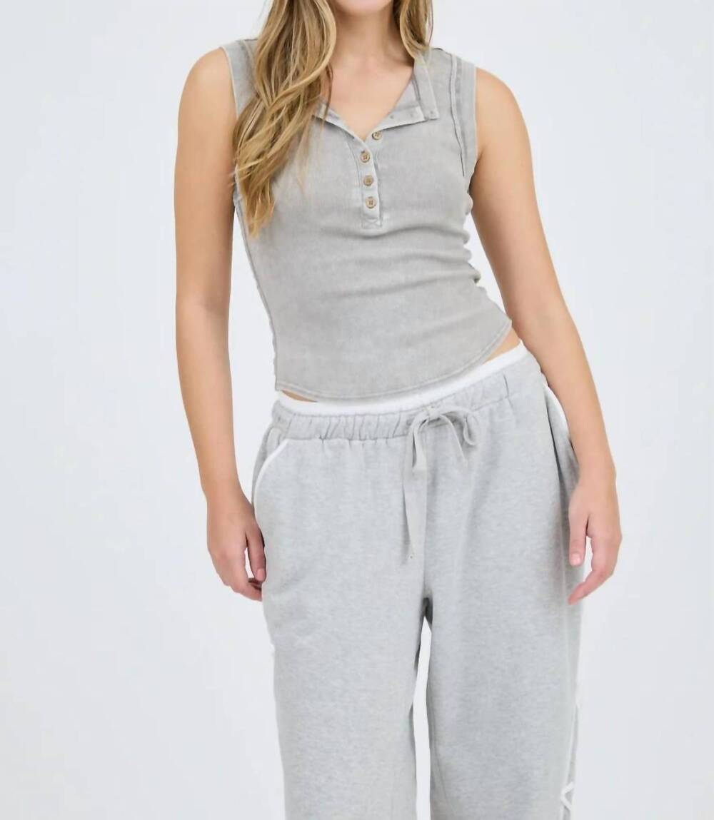 NEW BLU PEPPER henley knit tank top in grey